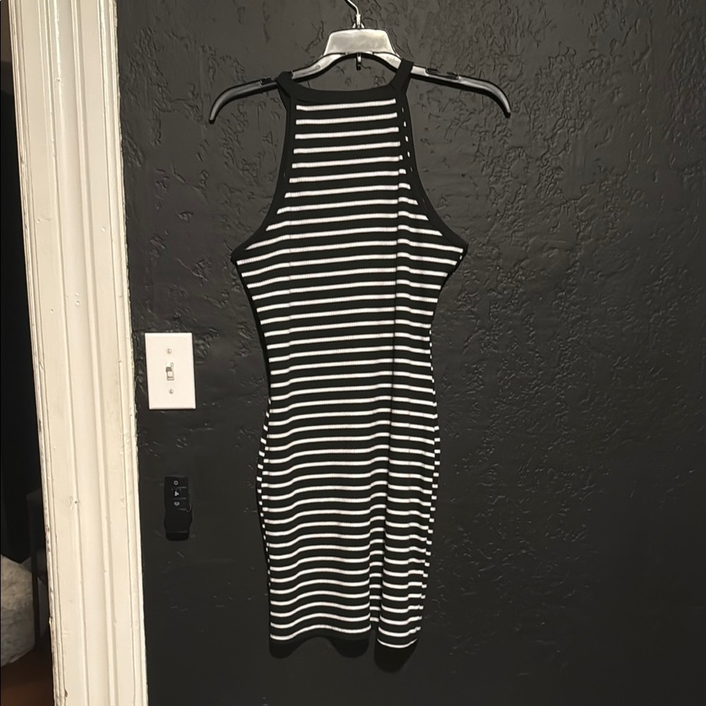 SHEIN Black and White Halter Bodycon Mini Dress